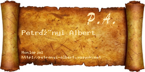 Petrányi Albert névjegykártya