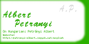 albert petranyi business card